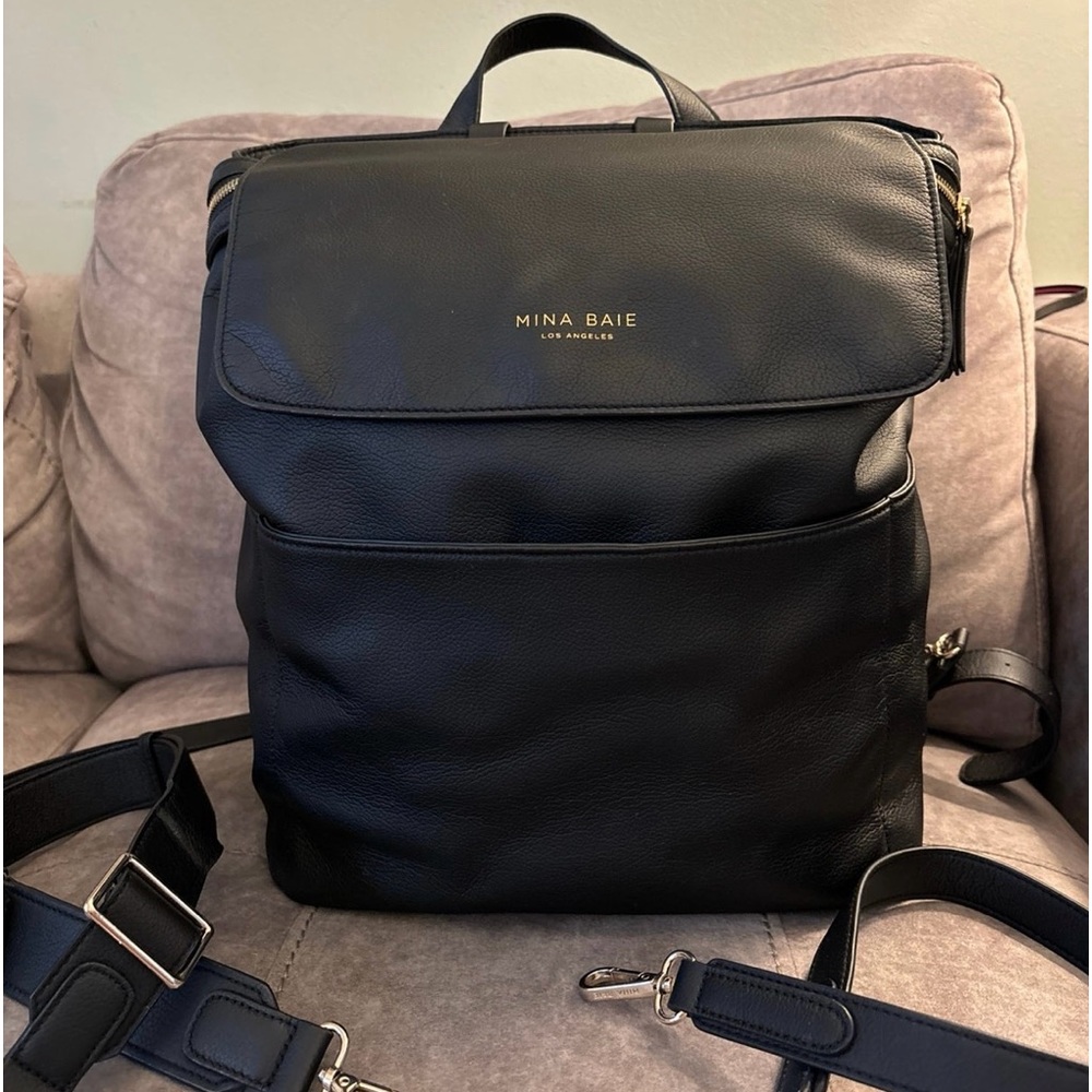 Mina Baie Black Leather Backpack